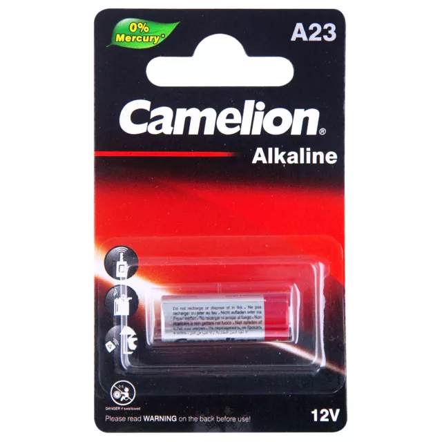 Camelion Alkaline Battery 12V 23A Cylindrical Power for Garage Car Remote Alarm