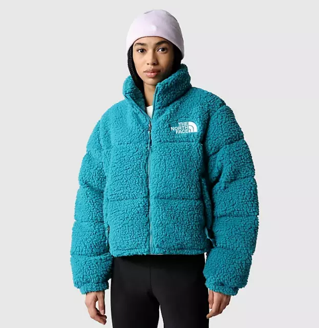 The North Face Nuptse Cropped Sherpa High Pile Blue Size XS Jacket RRP£320