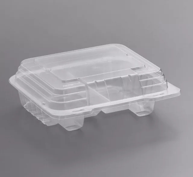 Polar Pak 02086 4 Compartment Clear OPS Hinged Cupcake / Muffin