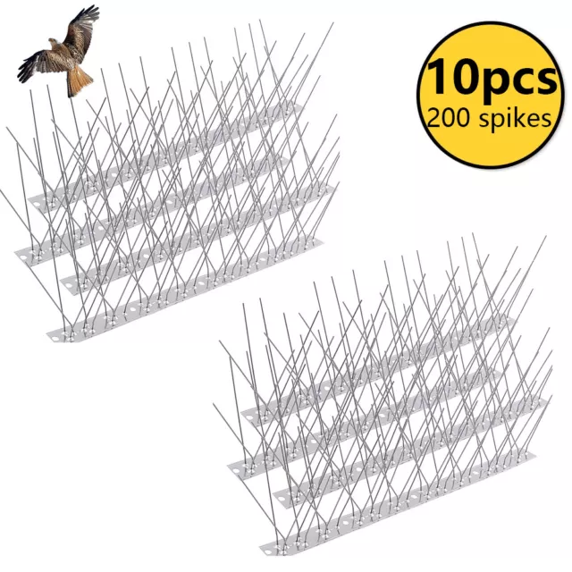 Bird Spikes for Small Birds Pigeons Repellent 10.8FT (10 Strips) Fence Spike