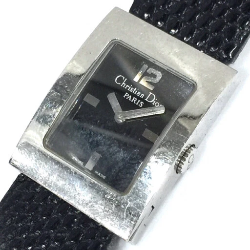Christian Dior Womens Square Face Quartz Watch Black Dial From JPN 002 5861165
