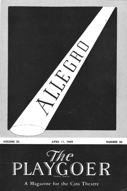 Rodgers and Hammerstein "ALLEGRO" Agnes de Mille 1949 Detroit, Michigan Playbill