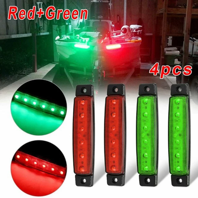 Verde + Rojo Navegación 6LED Luces Popa Barco Lámparas de estribor DC12V Impermeable
