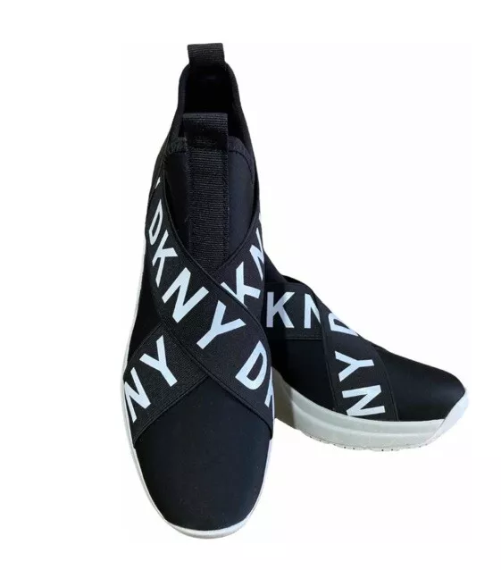 *DKNY LEYA WEDGE Womens Sz 7 M Black White Slip On Sneakers $40.00 ...
