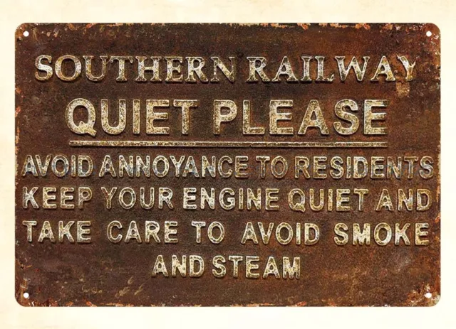 outdoor wall art living room Southern Railway QUIET PLEASE metal tin sign