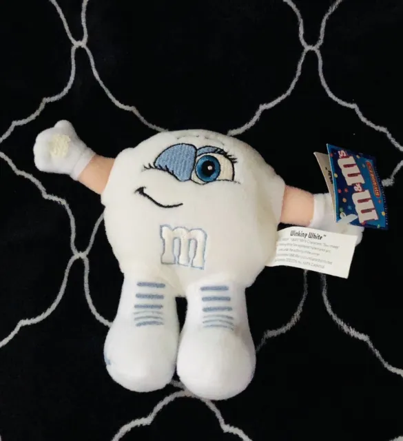 Vintage 1998 M&M Minis Swarmees Winking White Plush Stuffed Candy Toy 5 Inches