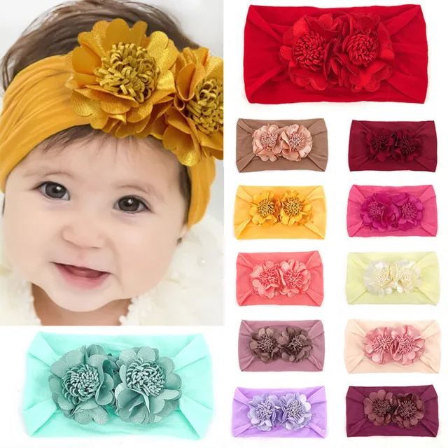 Fascia per capelli solida per bambine turbante neonato accessori fiori copricapi