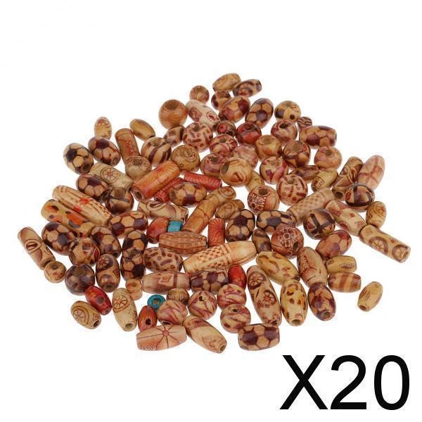 20X 100 paquets de perles imprimées mélangées macroporeuses perles en vrac
