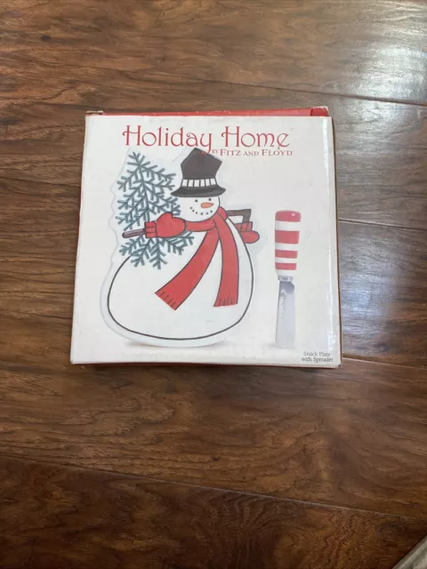 Fitz and Floyd Holiday Home Snowman Snack Plate And Spreader