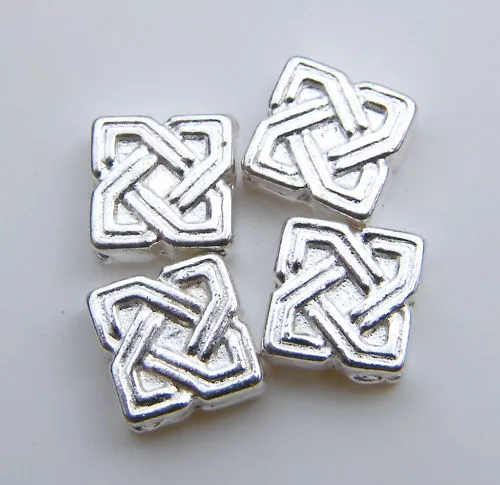 50pcs 10x2.5mm Metal Alloy Diamond Spacers - Bright Silver