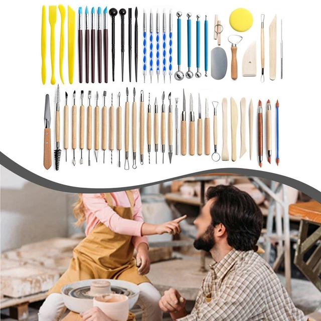 Kit 14 Outils Sculpture Argile ULTNICE - Pour Poterie, Céramique Et Modelage - Bois Et Métal