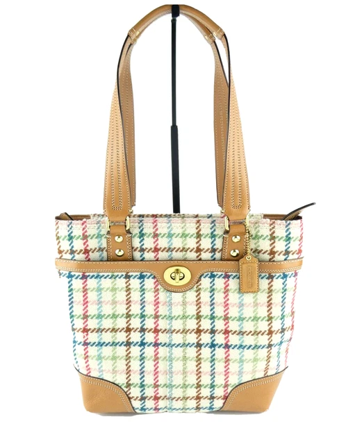 Coach Hampton Tattersall Wool Tote Purse F13985