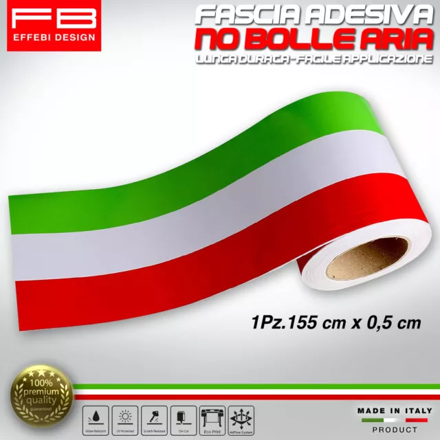 Fascia Striscia Adesiva Tricolore Ialia Flag Stripes Bandiera Italy Auto Moto0,5