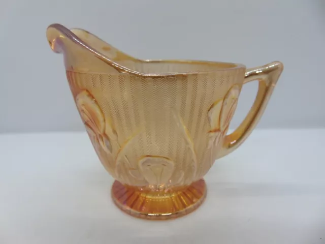 Vintage Jeannette Creamer Marigold Iridescent Iris & Herringbone