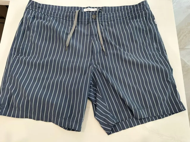 Onia Swim Shorts Mens Size 38 Blue Stripe The Calder Trunks Lined 7 Inch Pockets