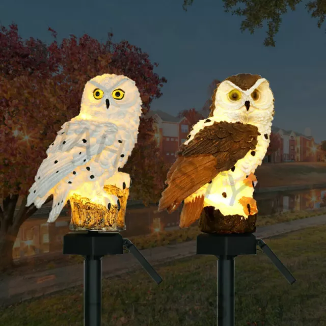 Owl LED Solar Powered Garden Light Outdoor Ornament Lawn Waterproof Statue Lamp