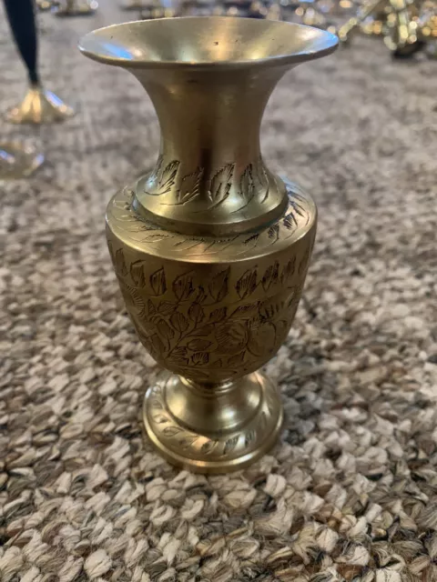 Vintage Ornate Cobra Brass 5 Inch Vase