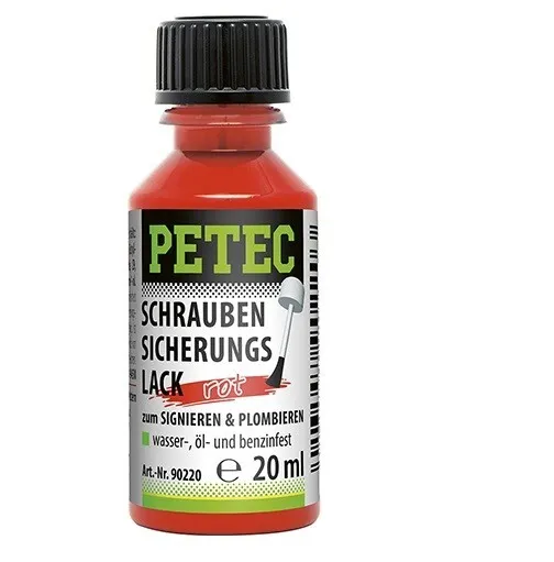 Petec Schraubensicherungslack 20 ml rot Schrauben Sichern Plombieren