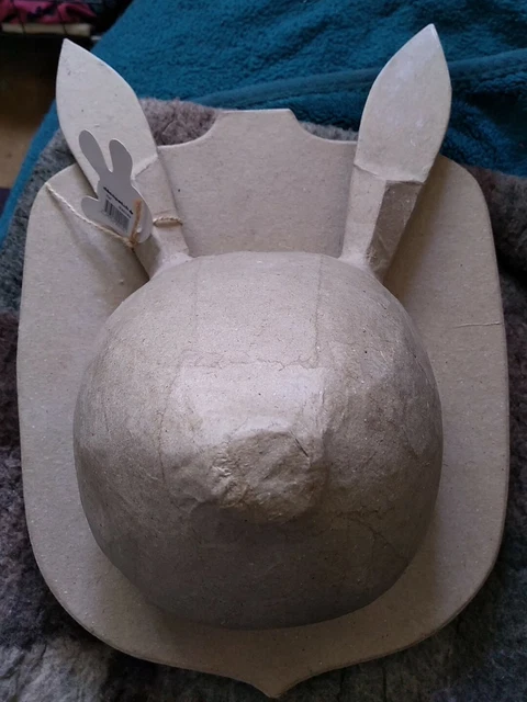 Cabeza de trofeo Décopatch Mache CONEJO (MA014o), 16x30x 22cm, Marrón Artesanía etc.