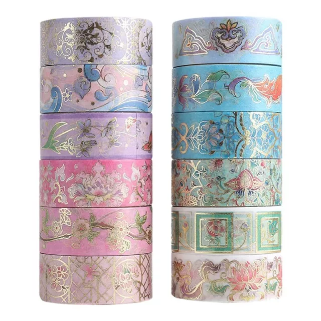 Juego de Cintas Washi de Flores de LáMina Dorada, Cintas Washi Florales, Ci2242