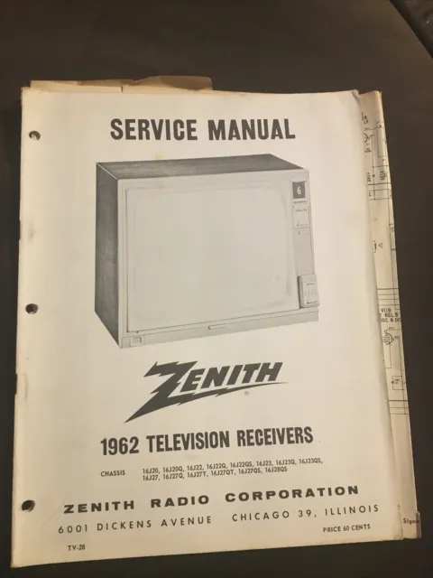 1962 Zenith Television Receivers Service Manual TV-28 16J