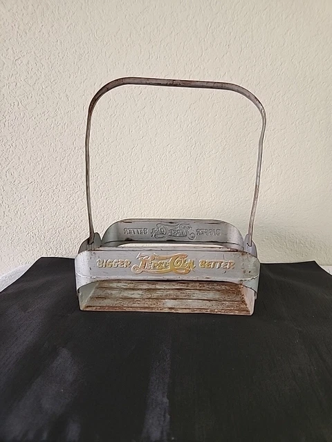 Vintage PEPSI COLA Metal Tin DOUBLE DOT 6-Pack Bottle Caddy Carrier