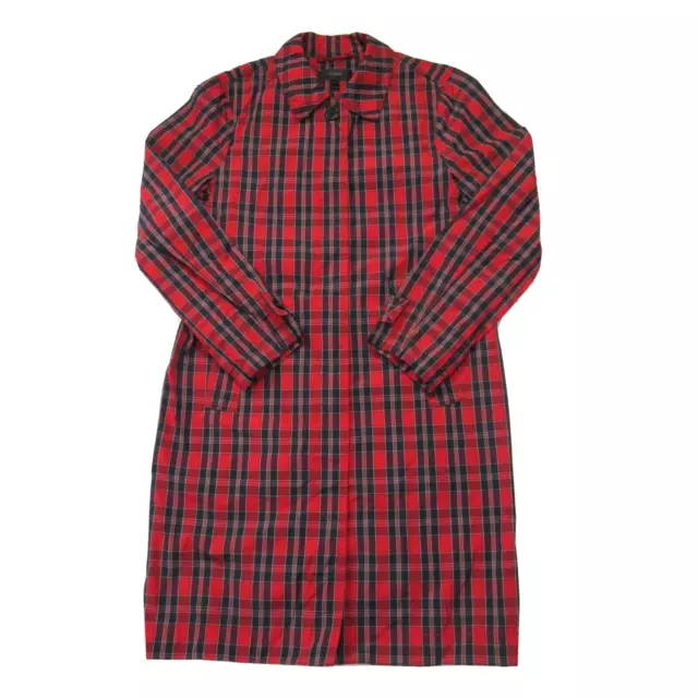 NWT J.Crew Collection Trench Coat in Red Plaid Nylon Raincoat Jacket 2 $298 3