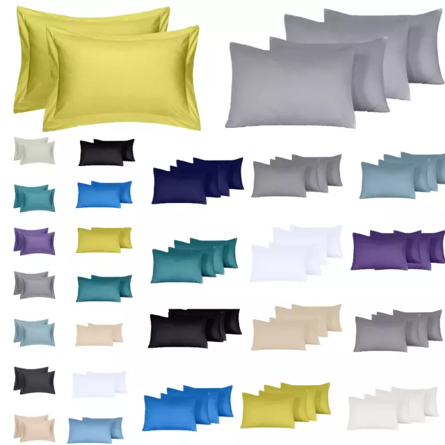 100% Egyptian Cotton Oxford Pillowcase / Housewife Pillow Cover Case Pack of 2,4