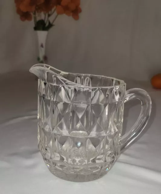 Vintage Diamond Point Panelled 18oz Pitcher w/ Starburst Cut Base-Retro Pitcher