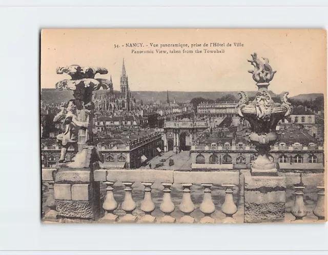 Postcard Panoramic View, taken from the Townhall, Nancy, France