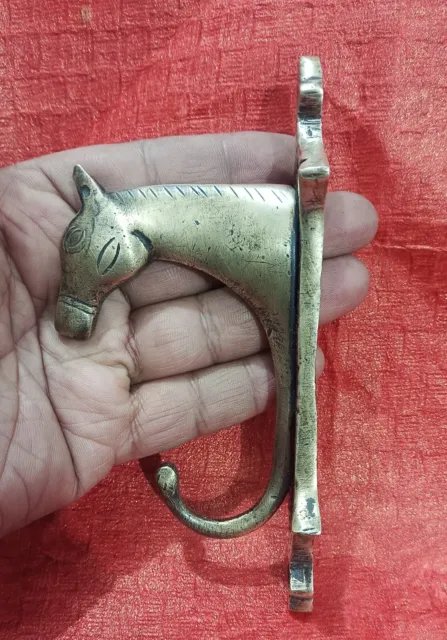Old Horse Face Wall Fit Coat Hat Towel Hooks Solid Brass Antique Vintage style 3