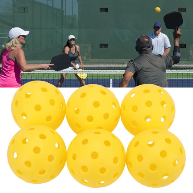 Hot 6pcs/set Plastic Pickleball Set With Holes Hollow Yellow Standard Outdoor Tr