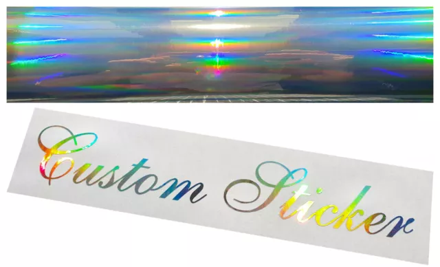 300mm (30cm) Holograma Plateado Cromo Traje Nombre Texto Personalizado Pegatina