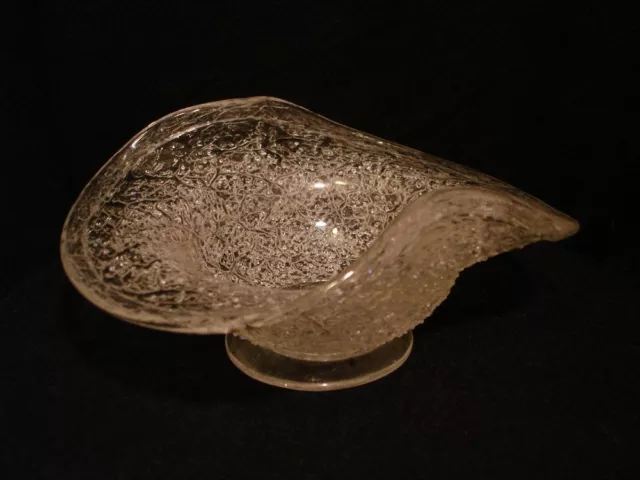 Sandwich Flint Glass Craquelle Overshot 8" Art Glass Bowl with Pulled Up Sides