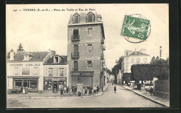 CPA Yerres, Place du Taillis and Rue de Paris 1908