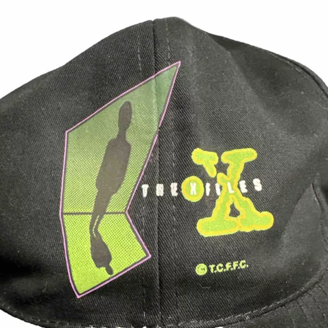 Vintage X Files Cap Hat Horror Suspense Thriller Black Neon Green Collectible