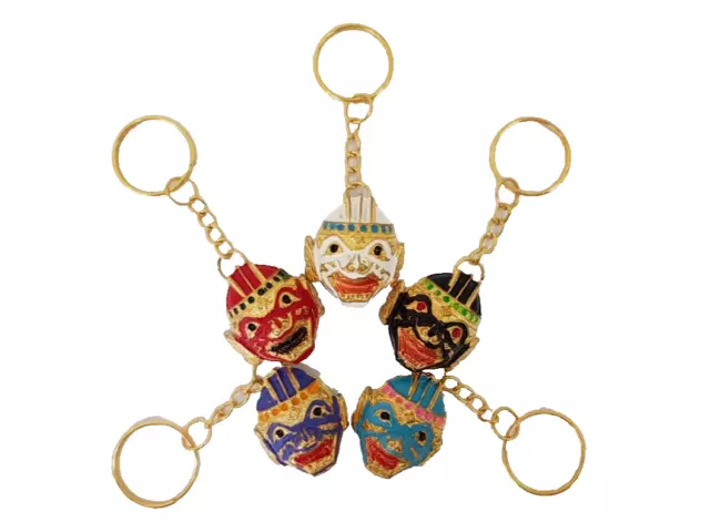 Thai Mask Khon Ramayana/Hanuman : Key Ring/Key Chain (1set/5 pcs.) Very Rare!