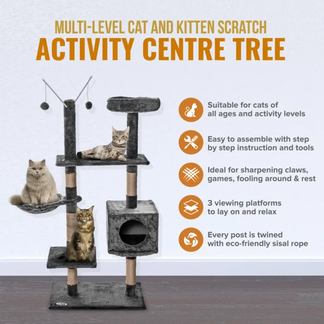 Cat Tree Scratching Post Climbing Activity Centre Sisal Bed Toys Scratcher Tower