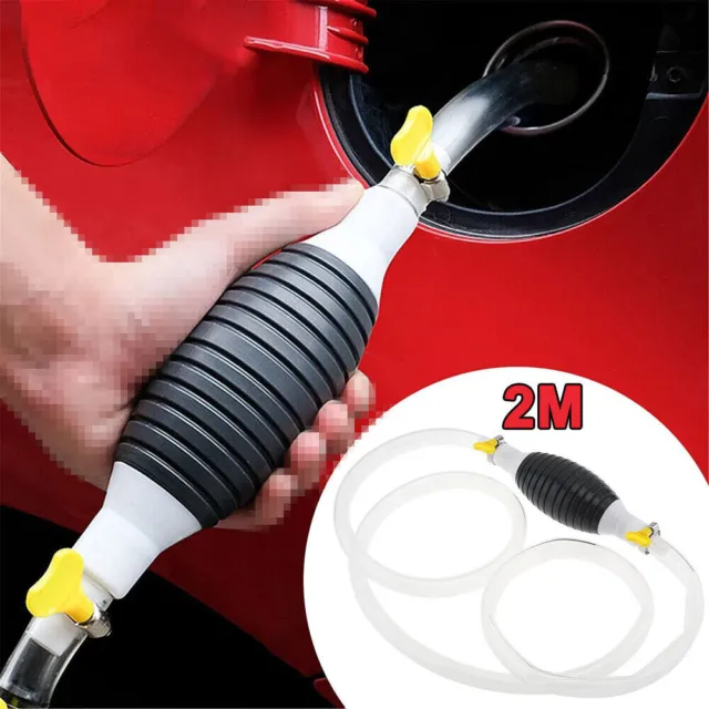 2M Hand Siphon Pump Car Manual Fuel Tank Suction Oil Sucker Liquid Transfer Tool