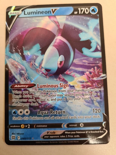 Lumineon - 040/172 - Brilliant Stars - Half Art - NM/M Pack Fresh. Pokemon card.