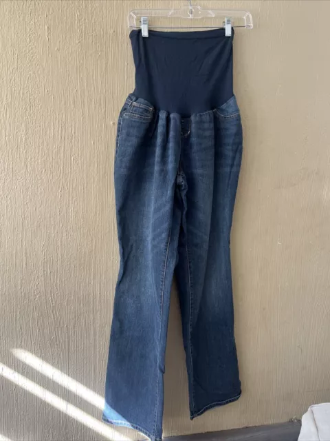 Pantalones de mezclilla de corte bota azul índigo para embarazo talla XL