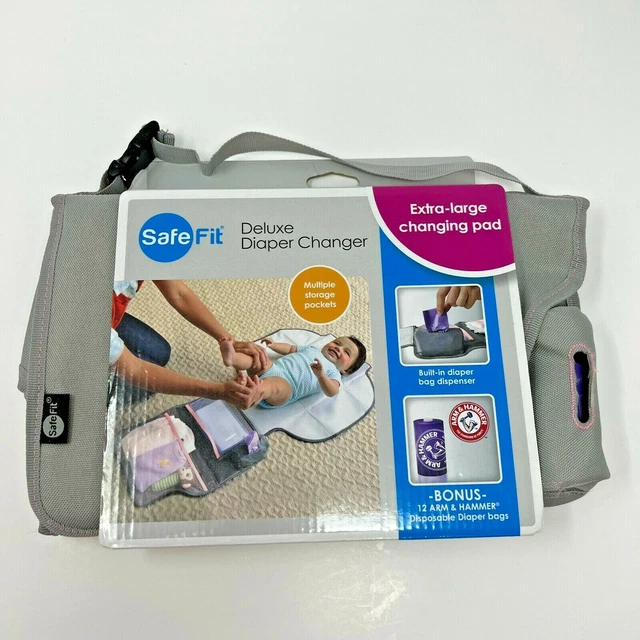 NEW SAFE FIT Deluxe Diaper Changer Extra large Baby Changing Pad Gray