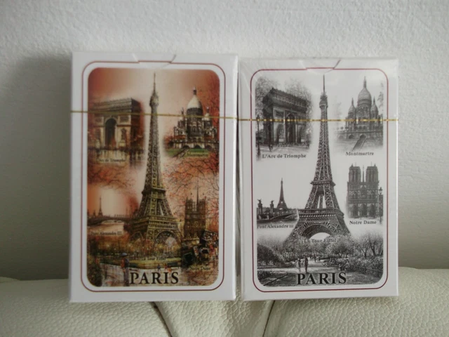 Lot NEUF 2 jeux de 54 Cartes PARIS Tour Eiffel - Editions DESSAPT Playing Cards