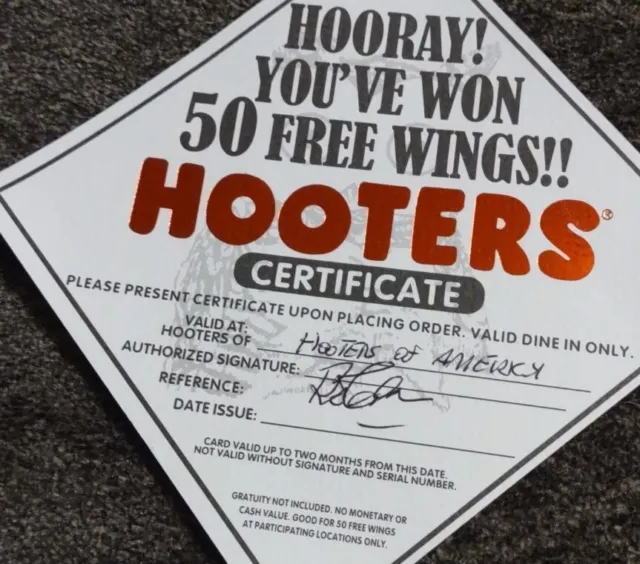 Hooters Food Certificate