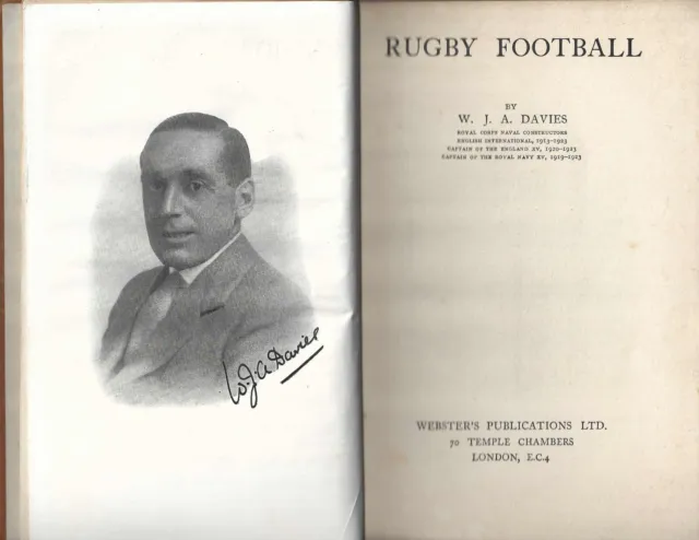 1928 - "Rugby Football" Book Wja Davies