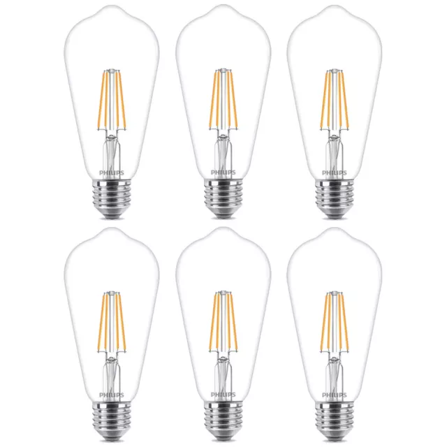 6 x Philips LED Filament Edison ST64 5,5W = 40W E27 klar 470lm warmweiß DIMMBAR