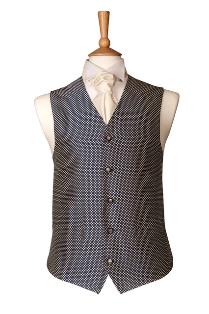 Da Uomo Matrimonio Avorio Crema Blu Gilet per Abiti