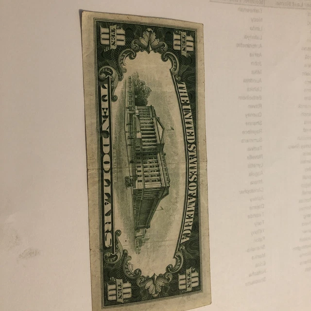 1934 C Series $10 TEN DOLLAR BLUE SEAL SILVER CERTIFICATE NOTE 5