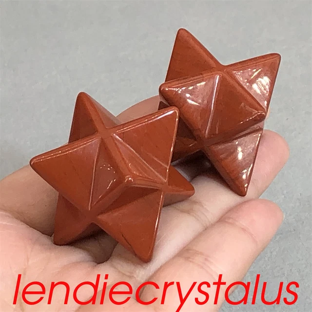 2pcs Natural Red Jasper Merkaba Star Quartz Crystal Mineral Gem Healing reiki