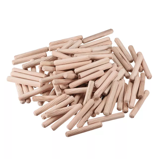 6x40mm Wooden Dowel Pin Wood Kiln Dried Fluted Beveled Hardwood 100pcs